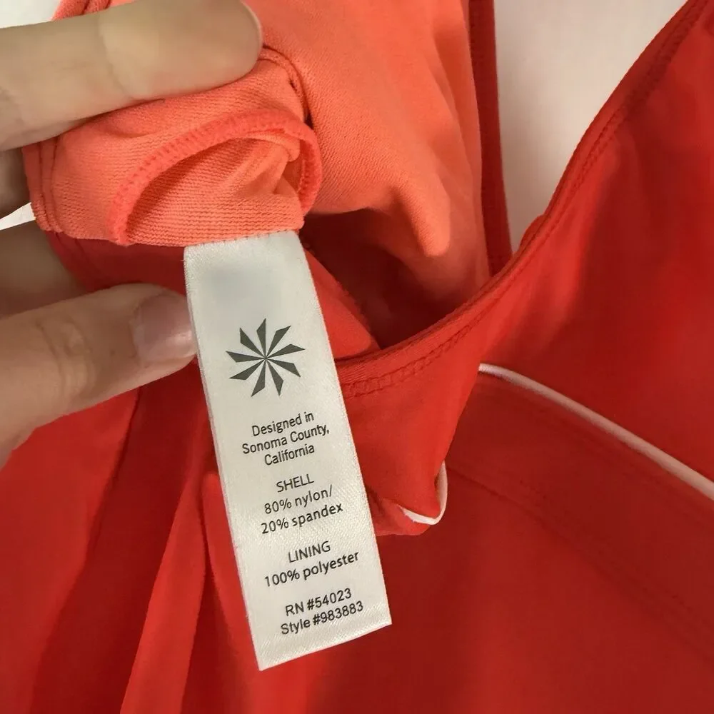 Athleta Swim Top Women's Medium Red Print Tank Top Pullover Stretch